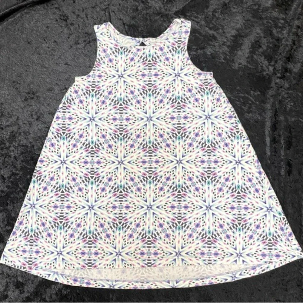 Gap Kids XS (4-5) White Sundress Diamond Geometric Pattern Purples Blues Aquas